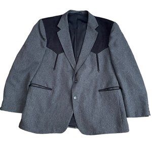 Circle S Blazer Western Gray Black Yokes Jacket Vintage Made in USA Mens 50R